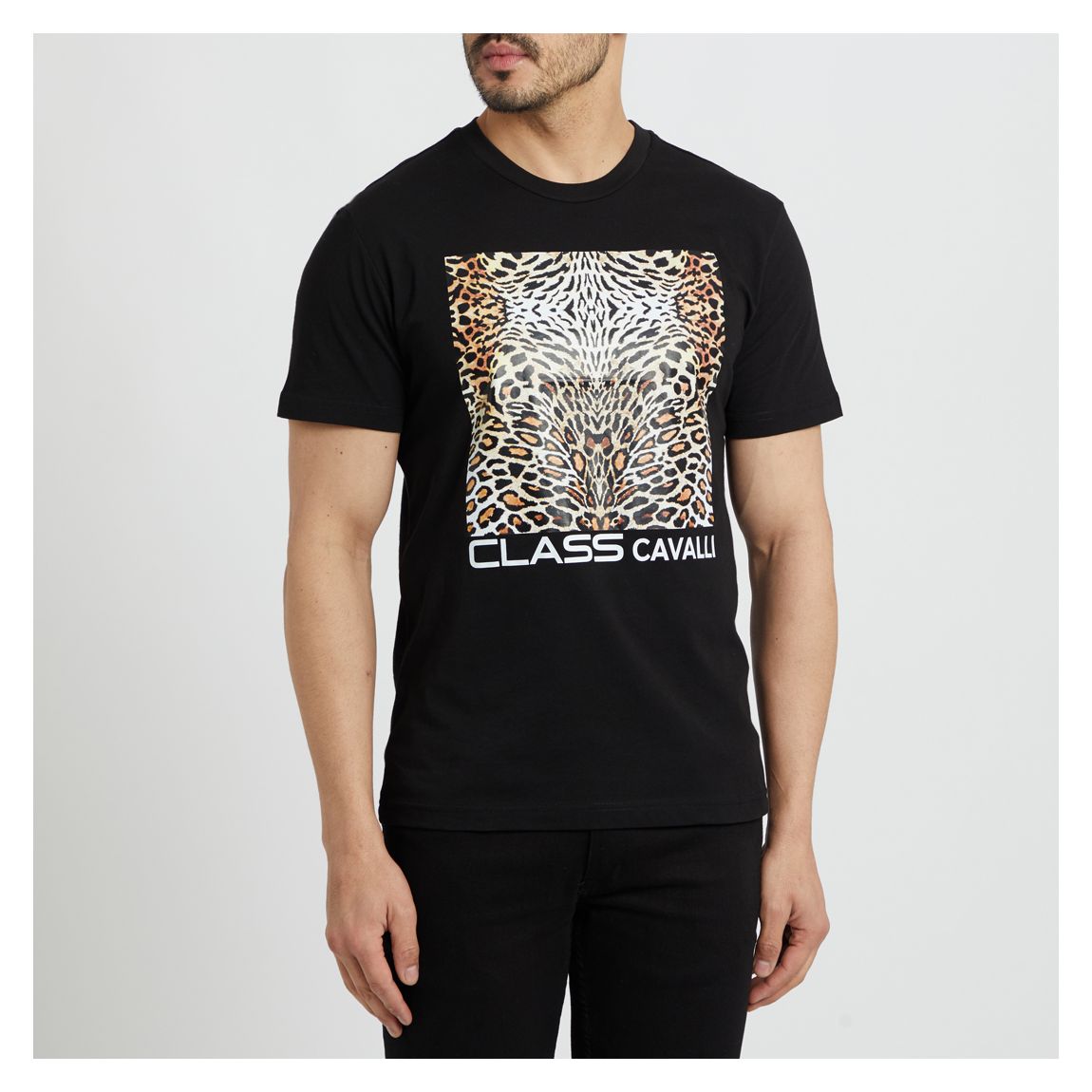 Black Animal Print Logo Cotton T-Shirt main product photo