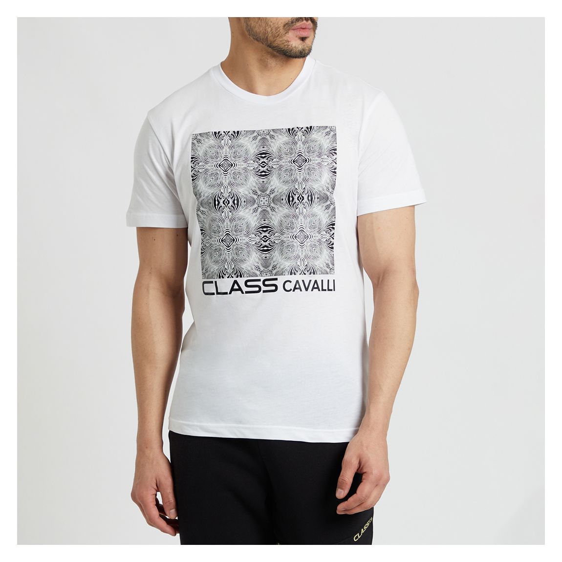White Geometric Square Logo Cotton T-Shirt main product photo