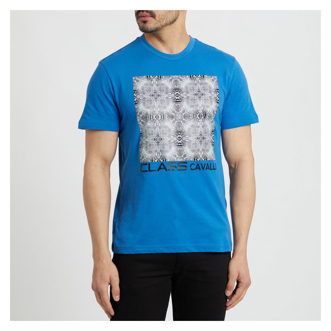 Blue Geometric Square Logo Cotton T-Shirt main product photo