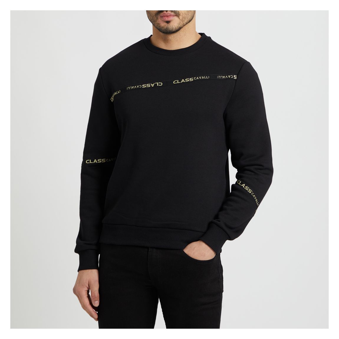 Black Logo Taping Cotton Blend Sweatshirt main product photo