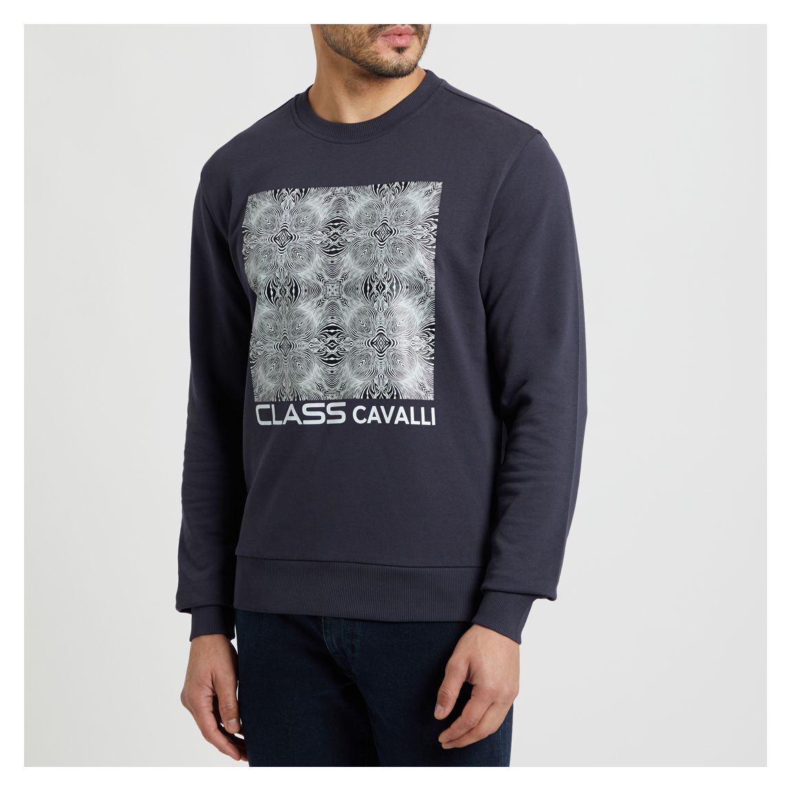 Navy Geometric Square Logo Cotton Sweatshirt main product photo