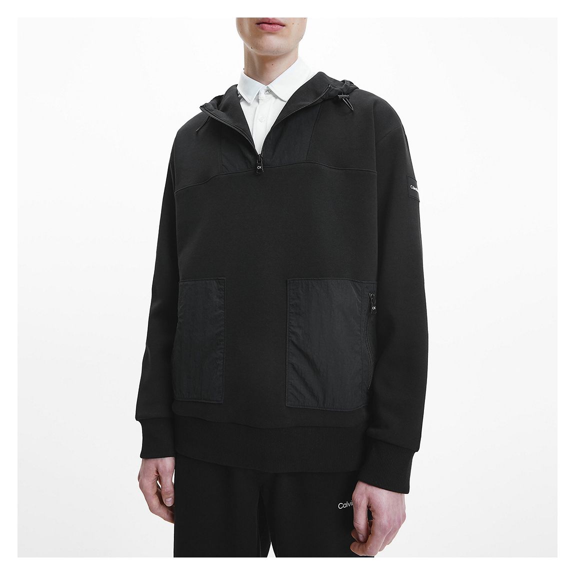 Black Hooded Tech Cotton Blend Jacket main product photo