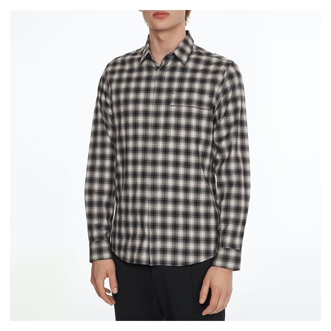 Black Check Cotton Blend Shirt main product photo