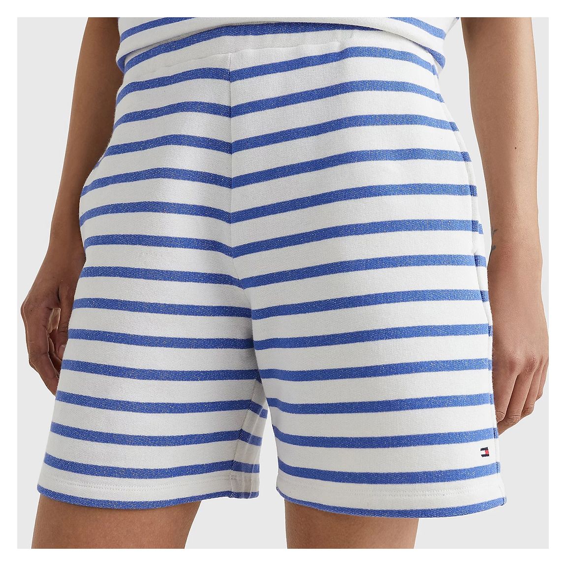 White Stripe Cotton Shorts main product photo