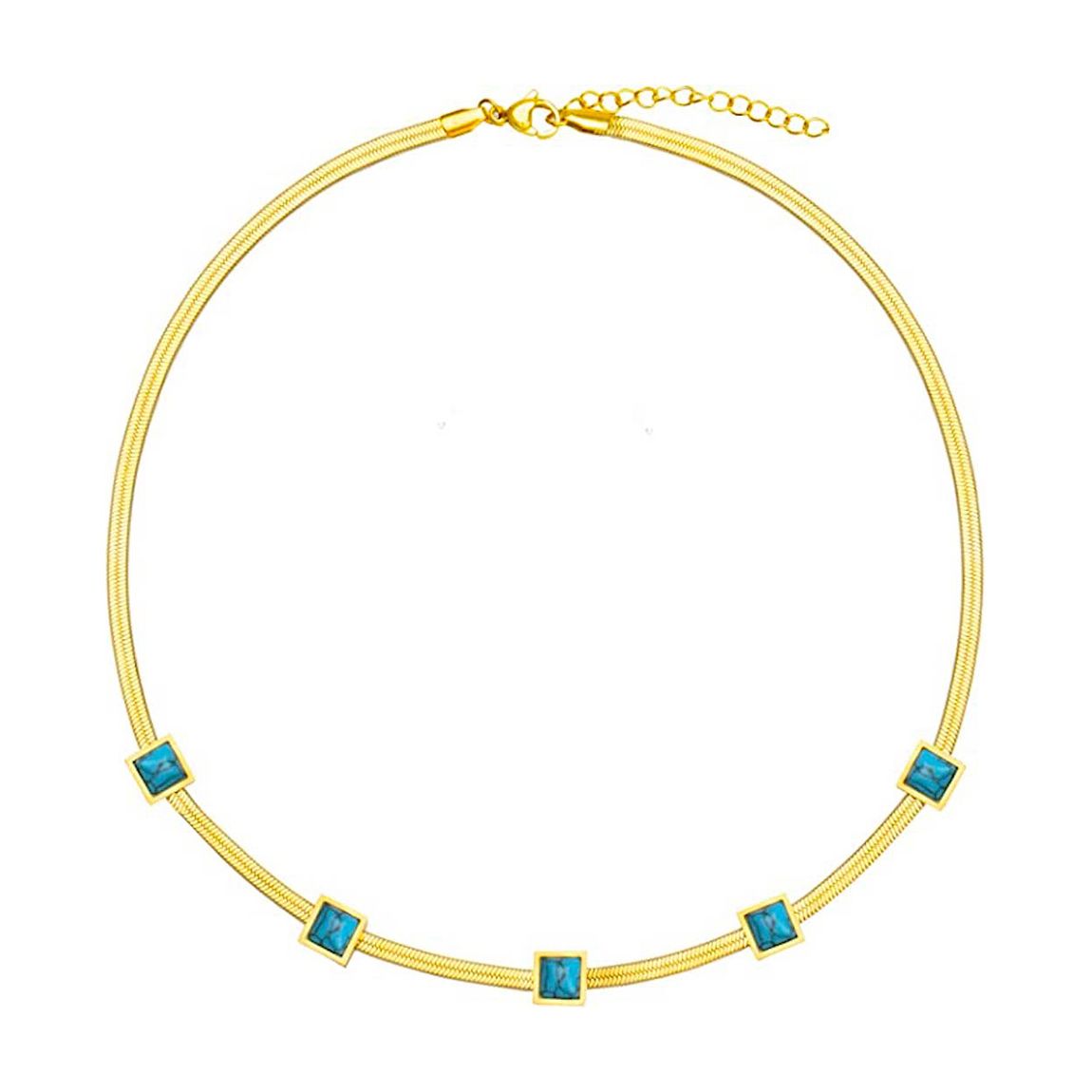 18K Gold Turquoise & Gold Station Necklace main product photo