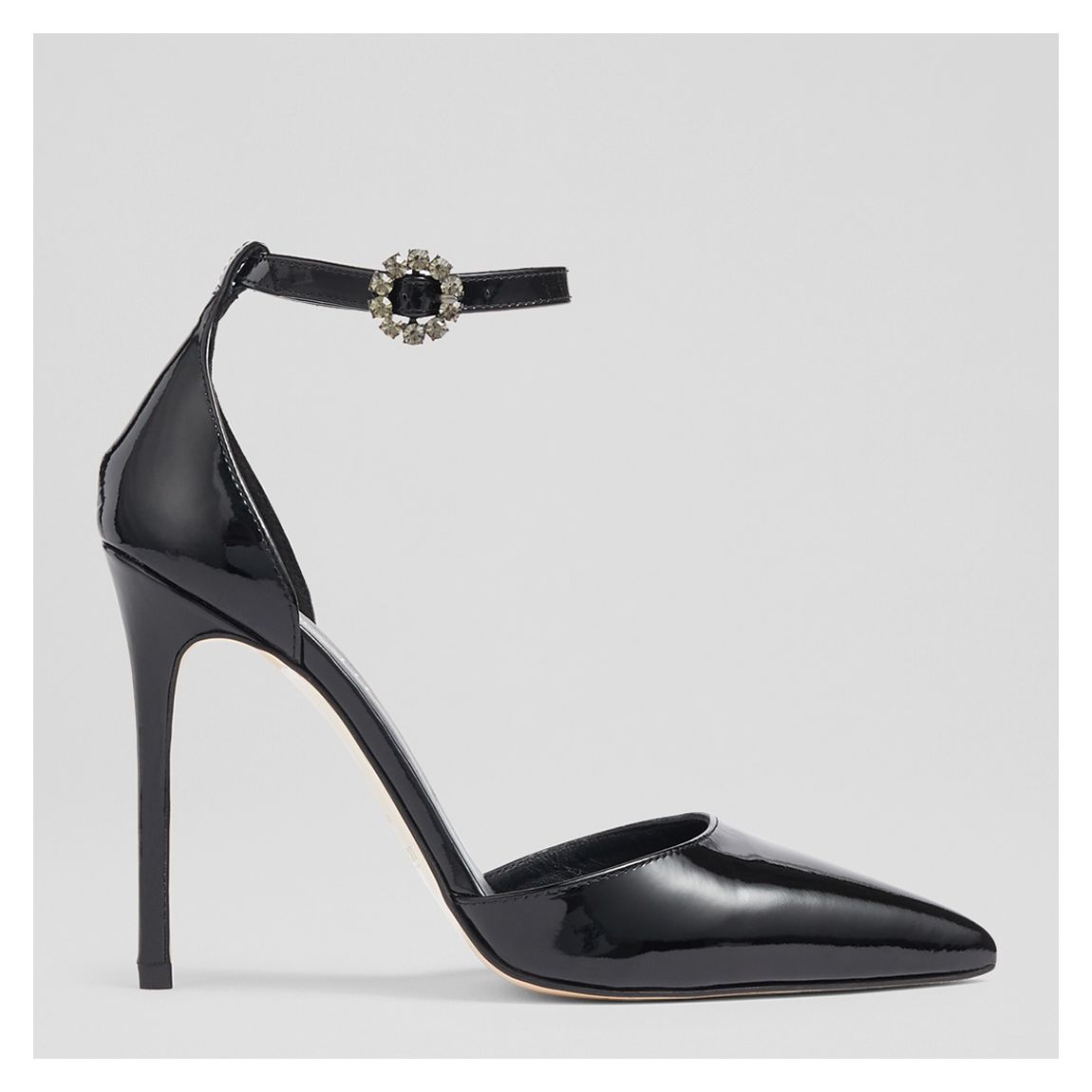 Black Kiera Patent Leather Ankle Strap Heels main product photo