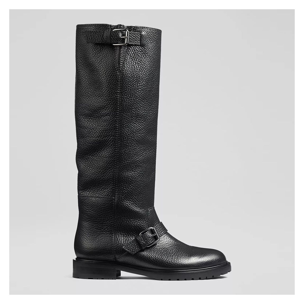 Black Noemi Leather Knee High Biker Boots main product photo