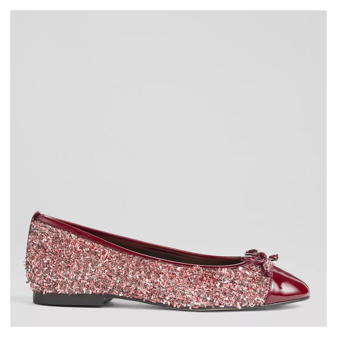 Wine Kara Tweed and Toe Cap Ballerina Flats main product photo