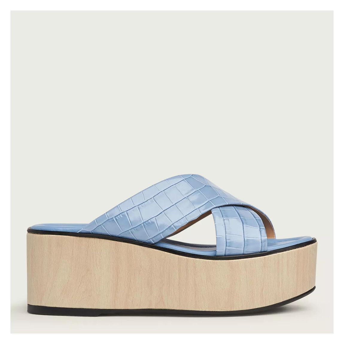 Blue Sandra Croceffect Leather Platform Mules main product photo