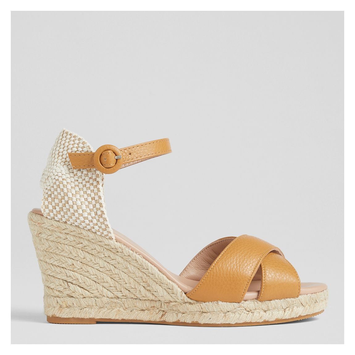 Tan Angele Leather Wedge Heel Sandals main product photo