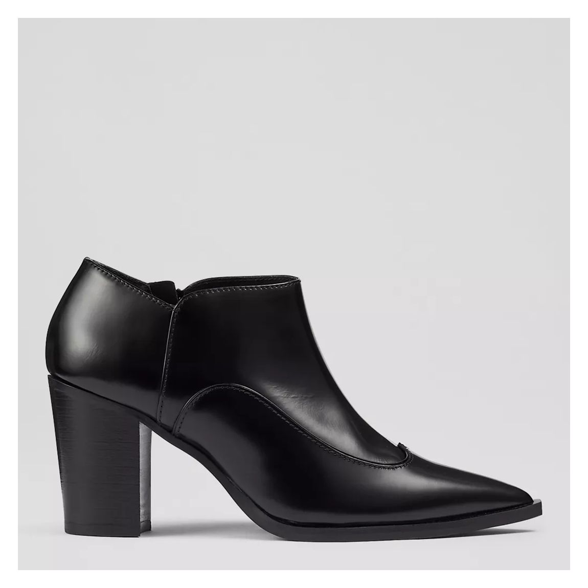Black Frances Polished Leather WesternStyle Ankle Boots main product photo