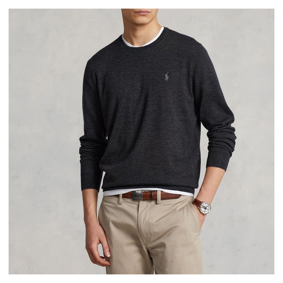 Dark Grey Embroidered Merino Wool Jumper main product photo