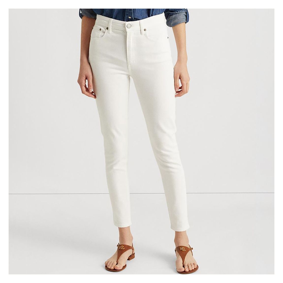 White High Rise Stretch Skinny Jeans main product photo