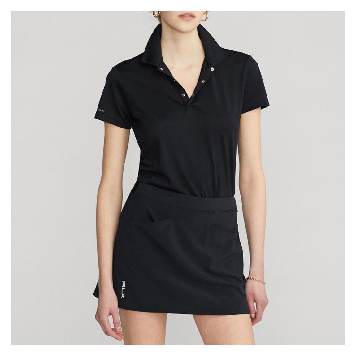 Black Pique Stretch Polo Shirt main product photo
