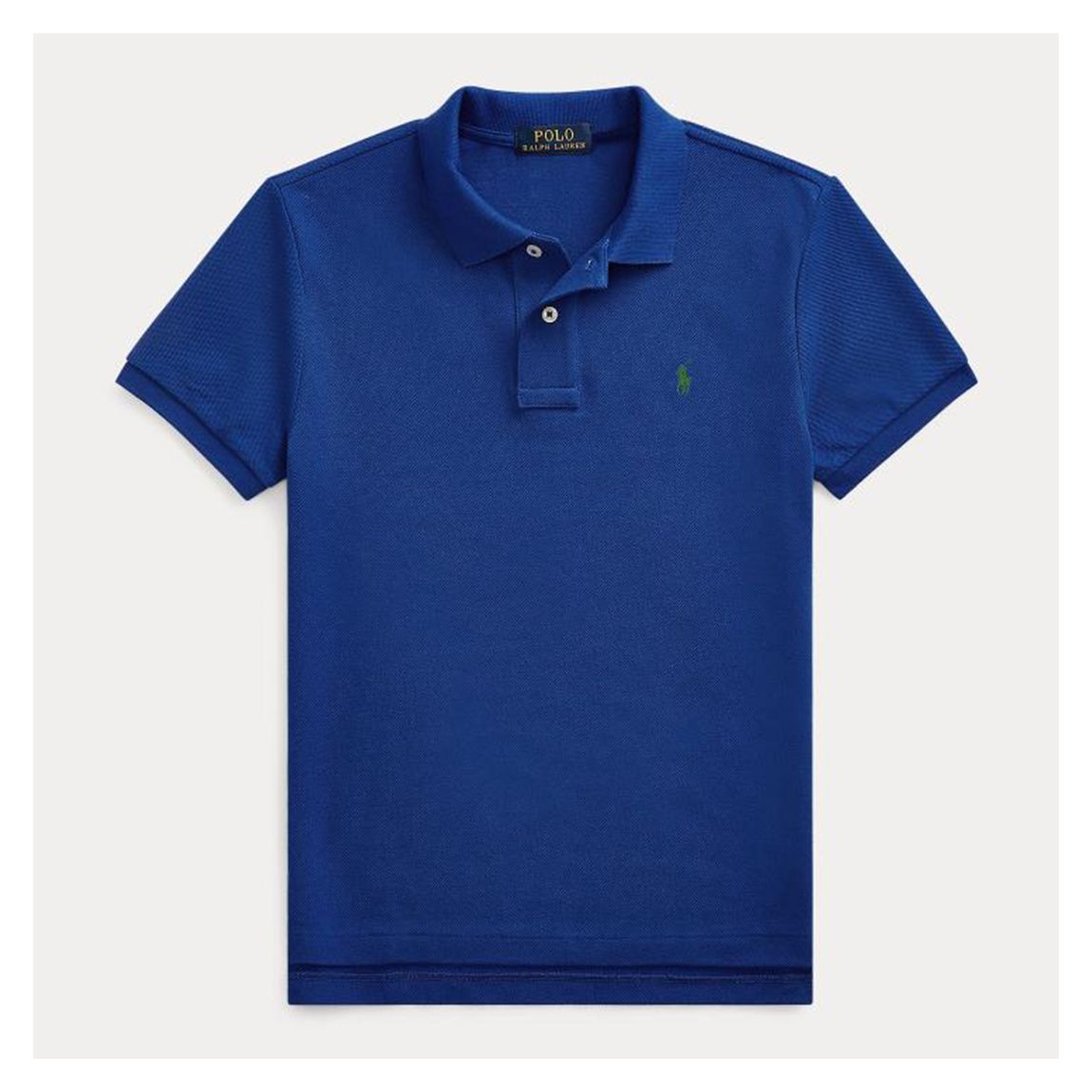 Older Boy's Blue Slim Short Sleeve Cotton Polo Shirt main product photo