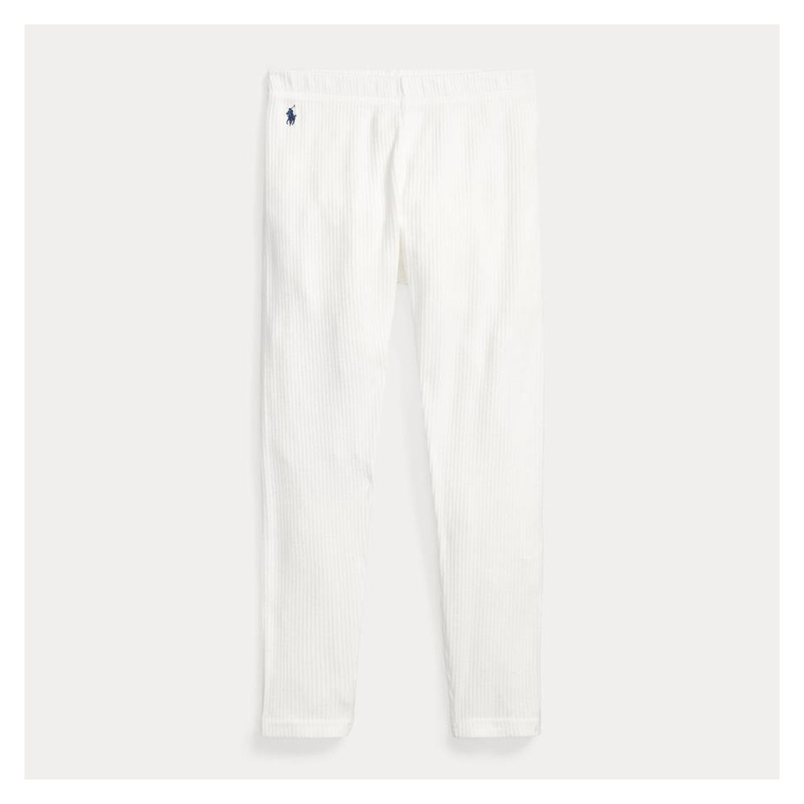 Older Girl's White Ribbed Knit Leggings main product photo