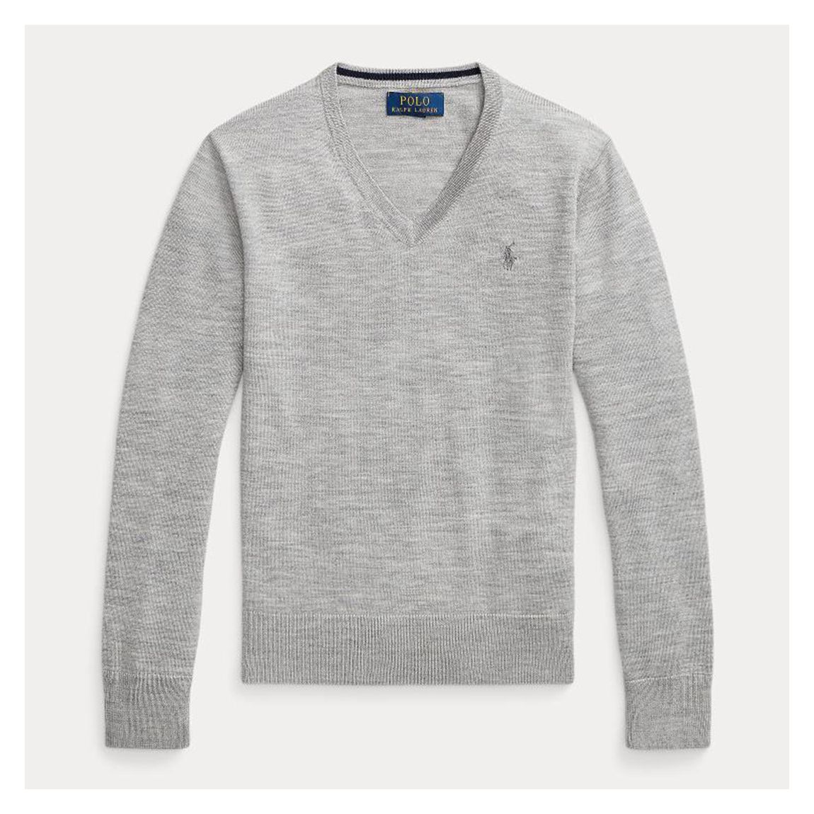 Older Boy's Grey V-Neck Merino Wool Jumper main product photo