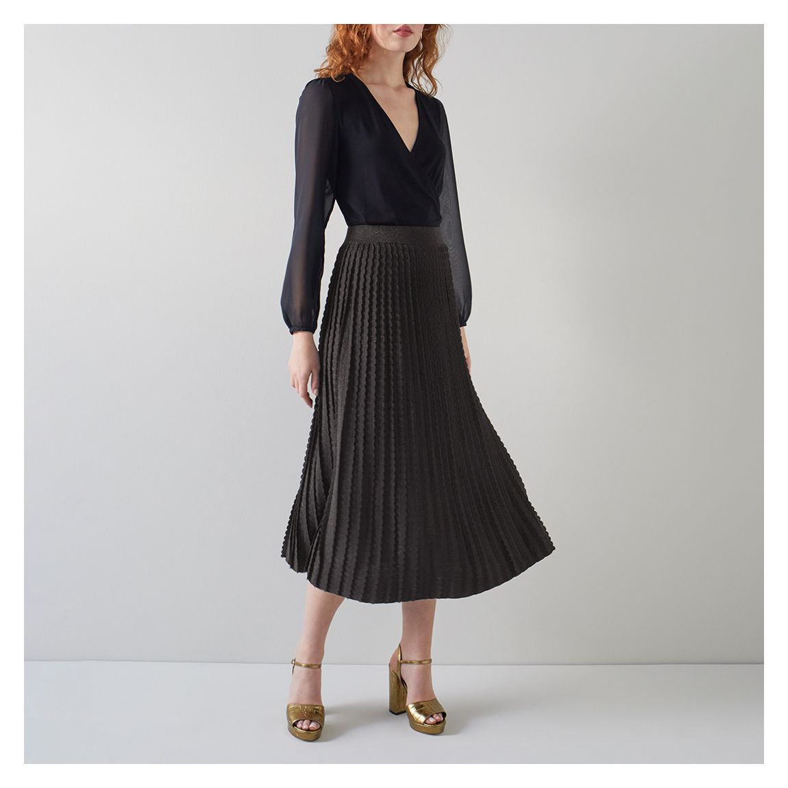 Black Andrea Midi Skirt main product photo