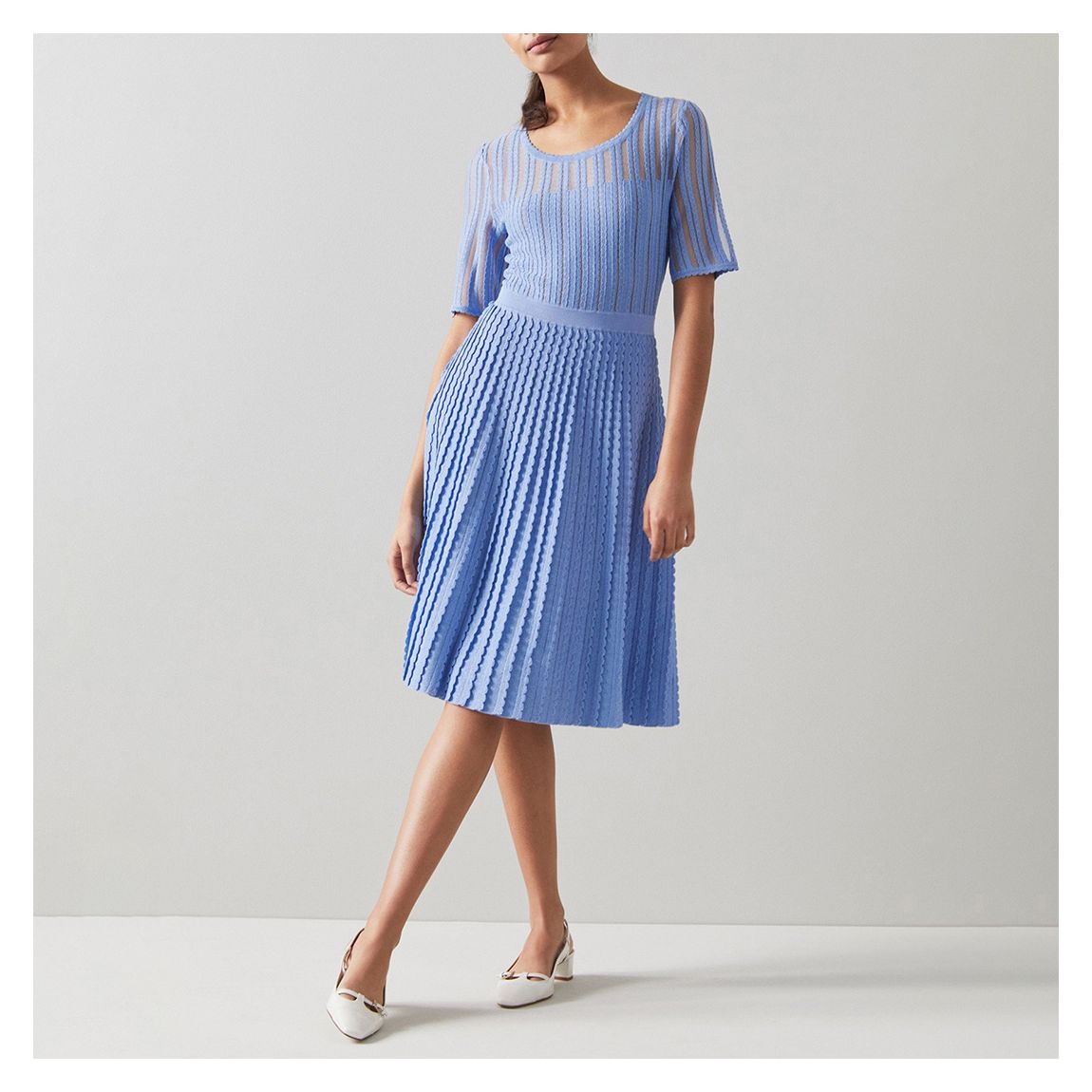 Blue Anna Pleated Midi Dress main product photo