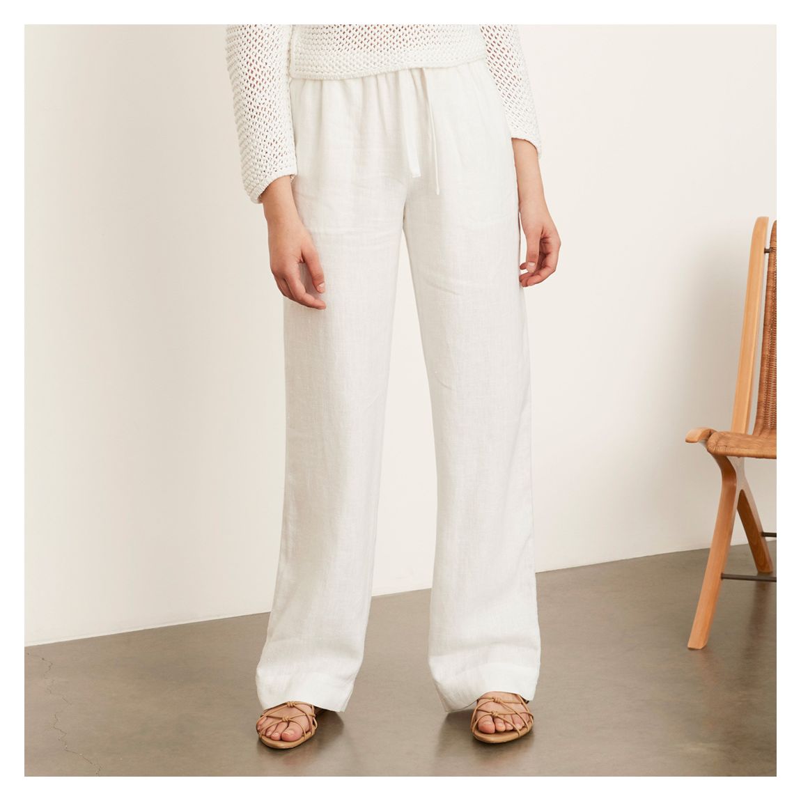 White Tie Front Pull On Trousers main product photo