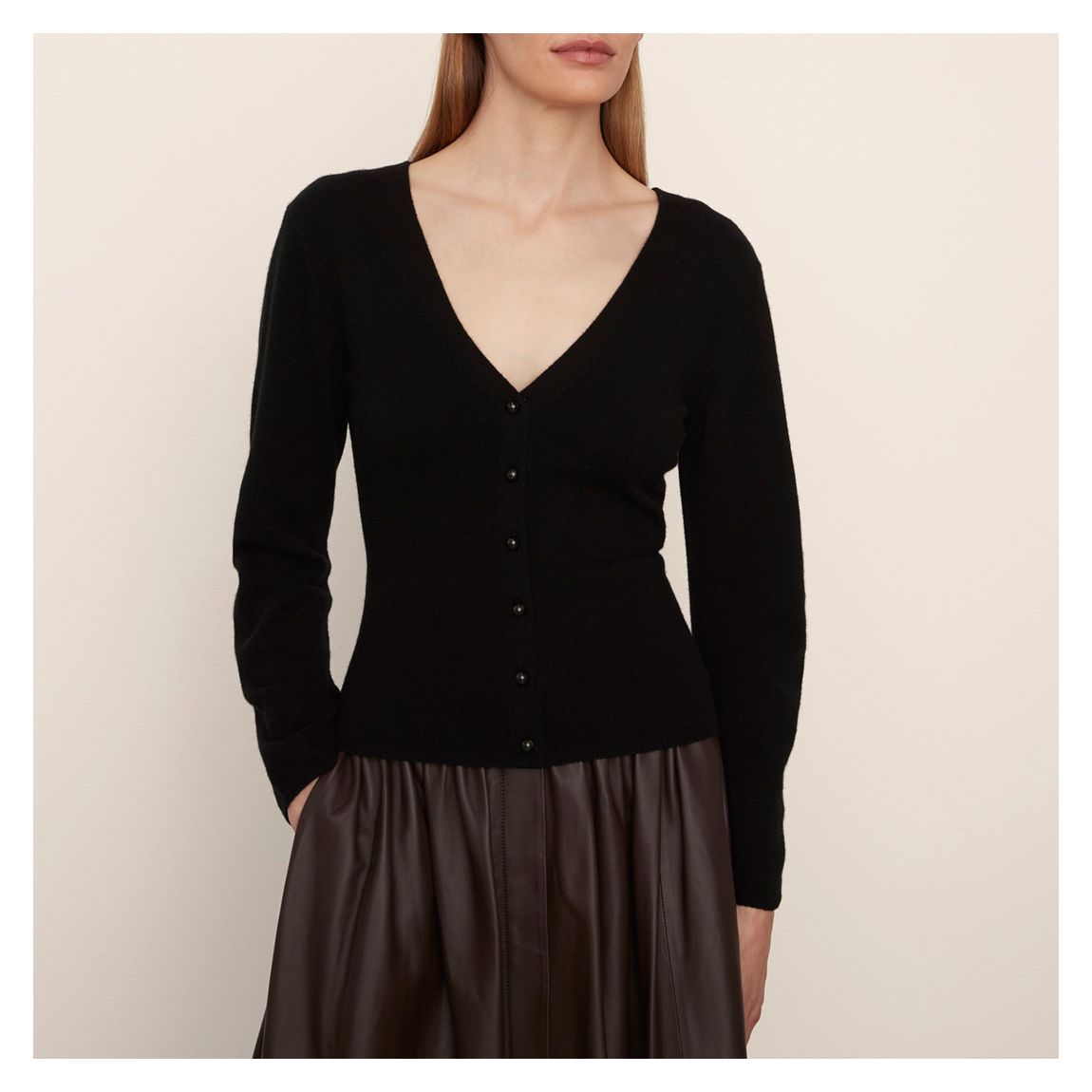 Black V-Neck Cashmere Blend Cardigan main product photo
