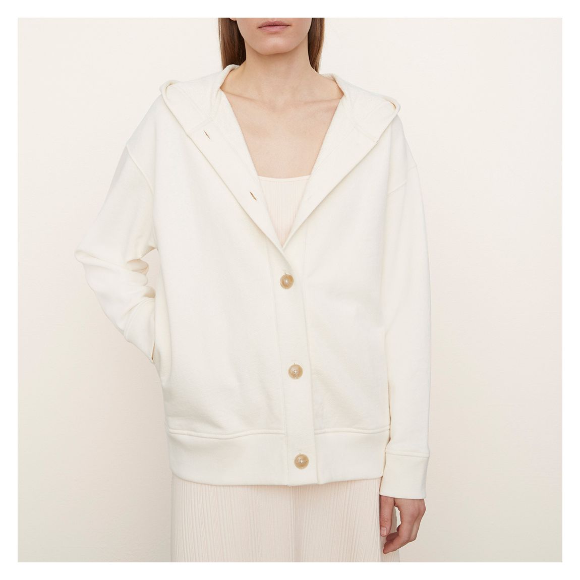 White Hooded Cotton Cardigan main product photo