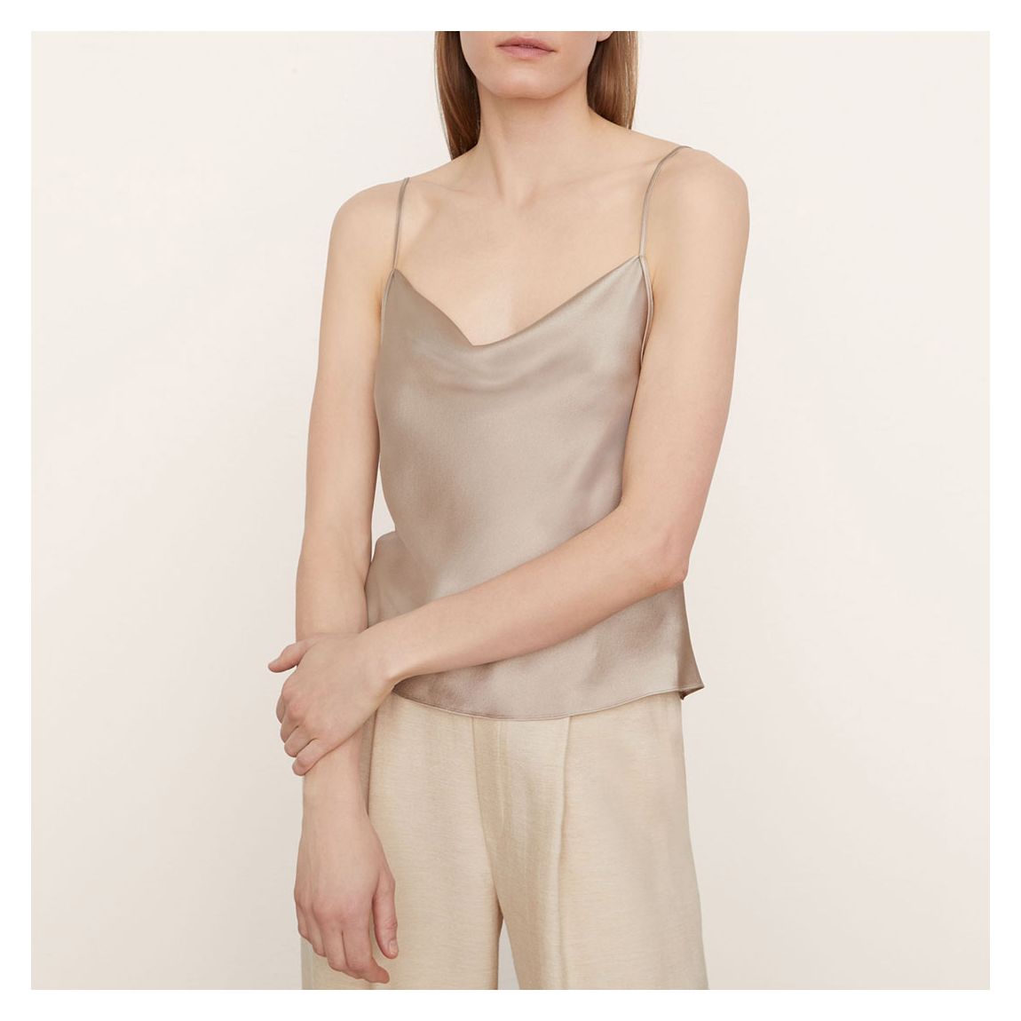 Beige Draped Silk Cami Top main product photo