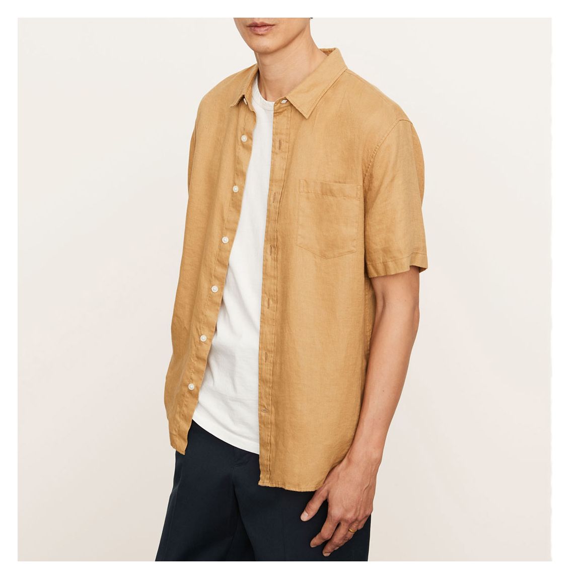 Pale Yellow Linen Overshirt main product photo