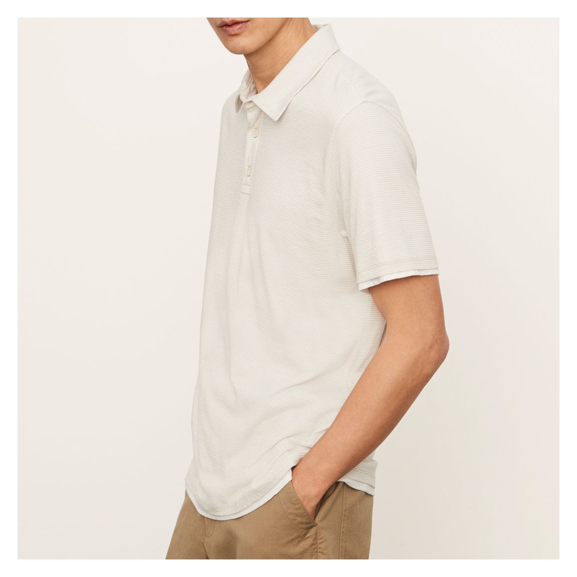 Off White Stripe Cotton Polo Top main product photo