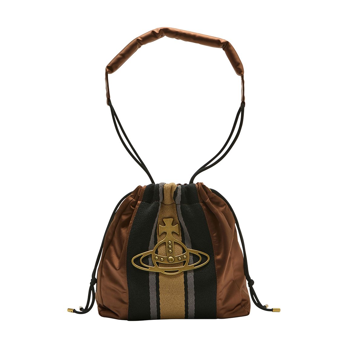 Brown Recycled Satin Hilary Bucket Bag main product photo