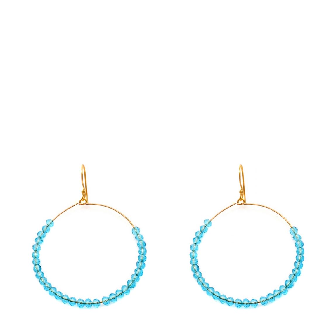 18K Gold Aquamarine Quartz Hoop Earrings main product photo