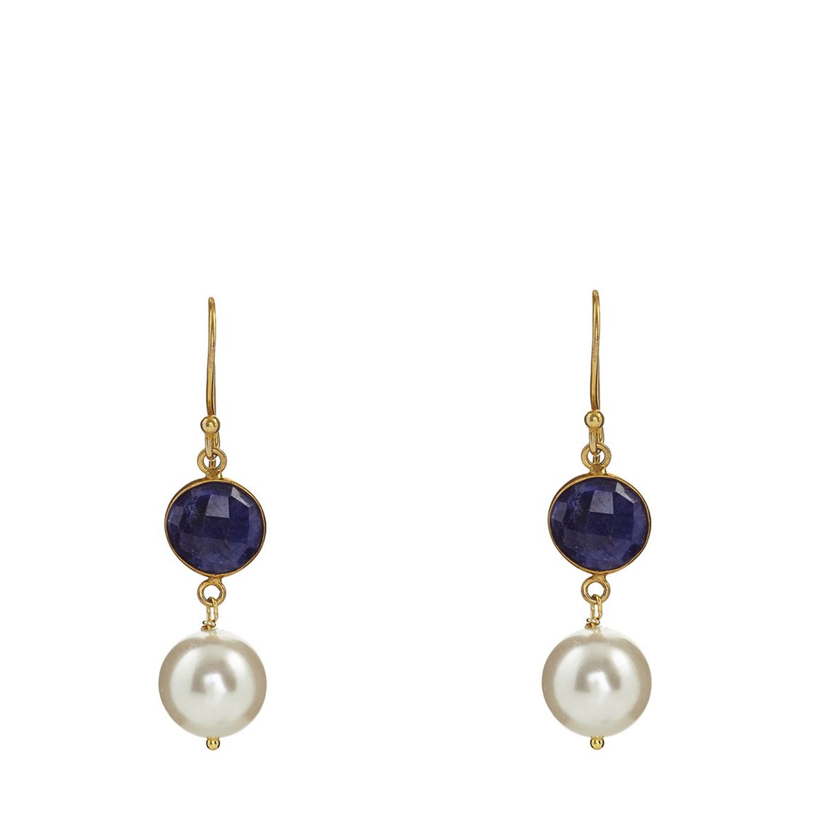 18K Gold Blue Sapphire & Pearl Drop Earrings main product photo