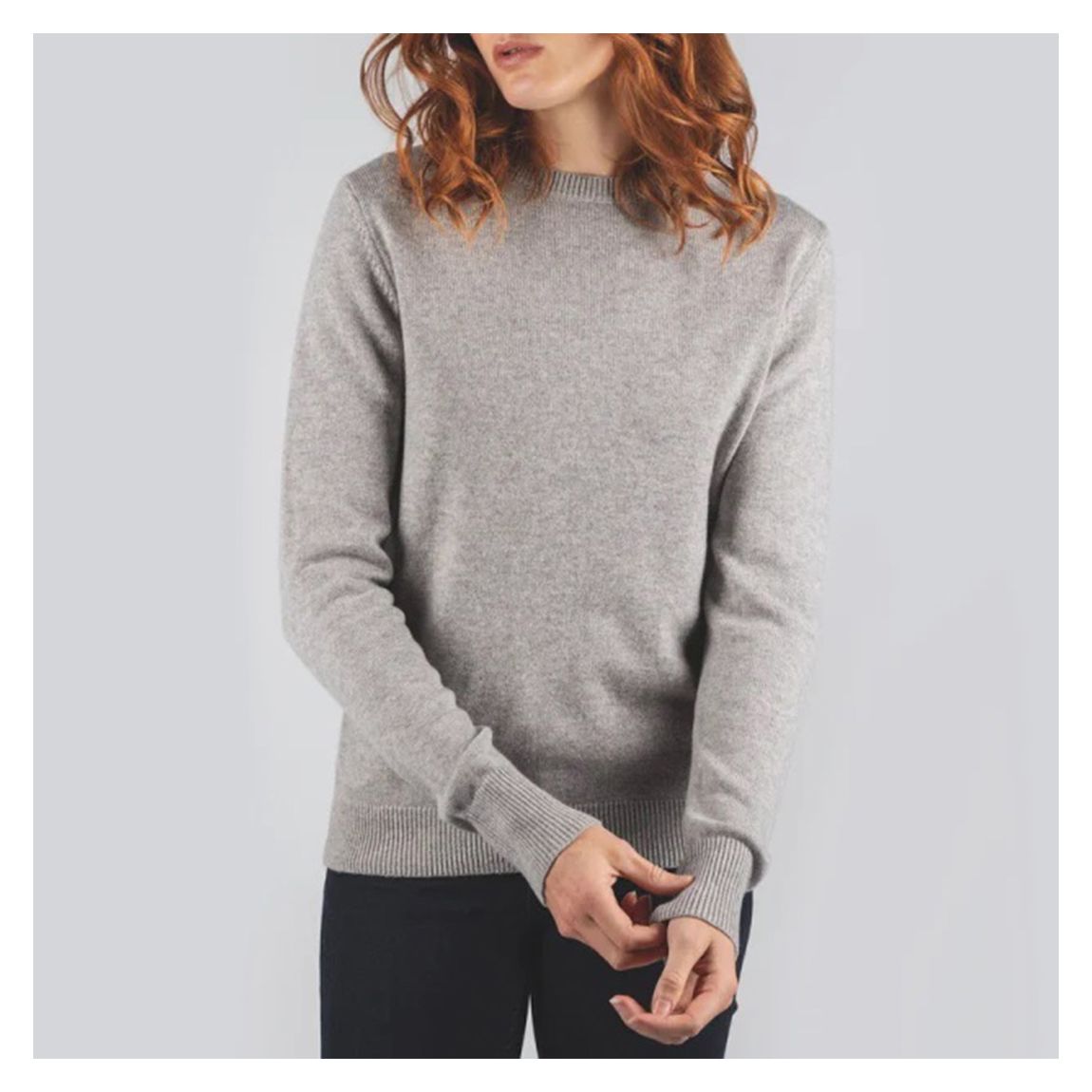 Grey Merino Wool Crew Neck Jumper main product photo