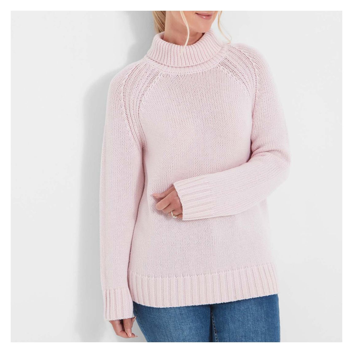 Blush Pink Roll Neck Merino Wool Jumper main product photo