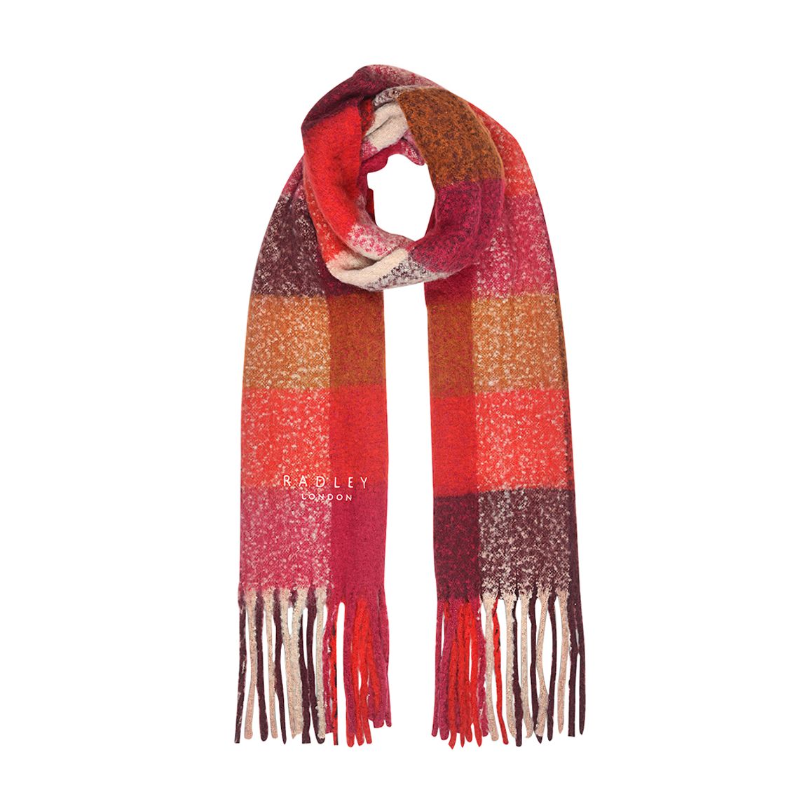 Bright Red Fluffy Check Scarf main product photo