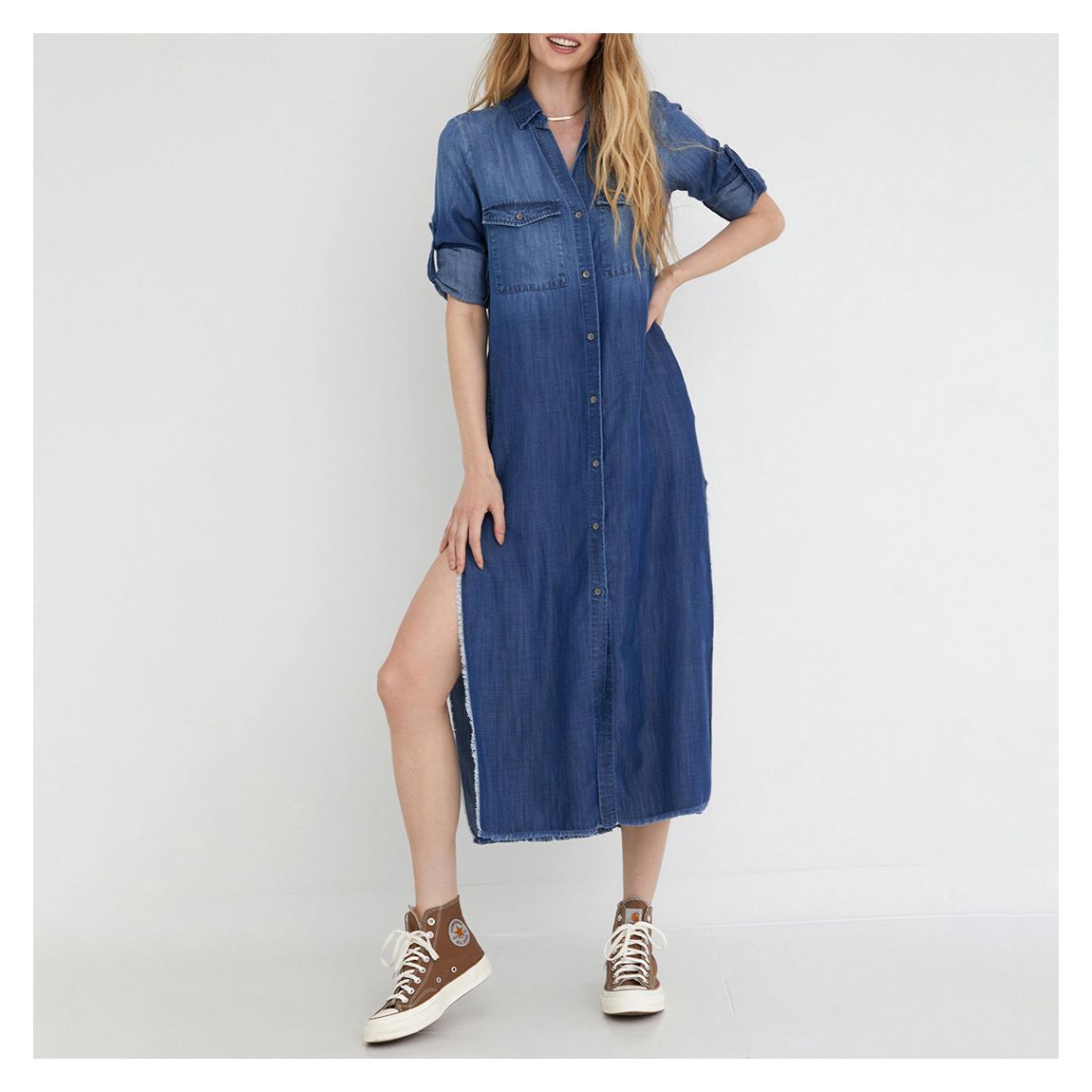 Blue Maxi Shirt Dress main product photo