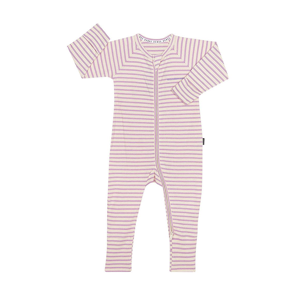 White/Purple Cotton Ribbies Zip Romper main product photo