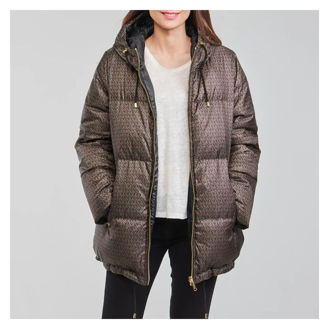 Brown Mk Dot Puffer Coat main product photo