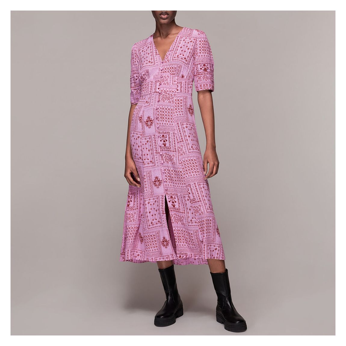 Pink Bandana Print Neave Midi Dress main product photo