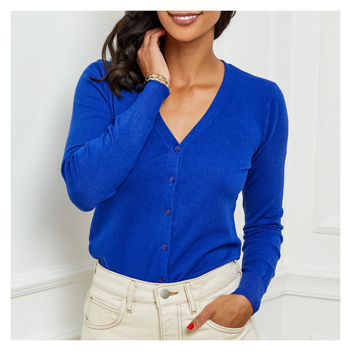 Royal Blue Cashmere Blend Cardigan main product photo