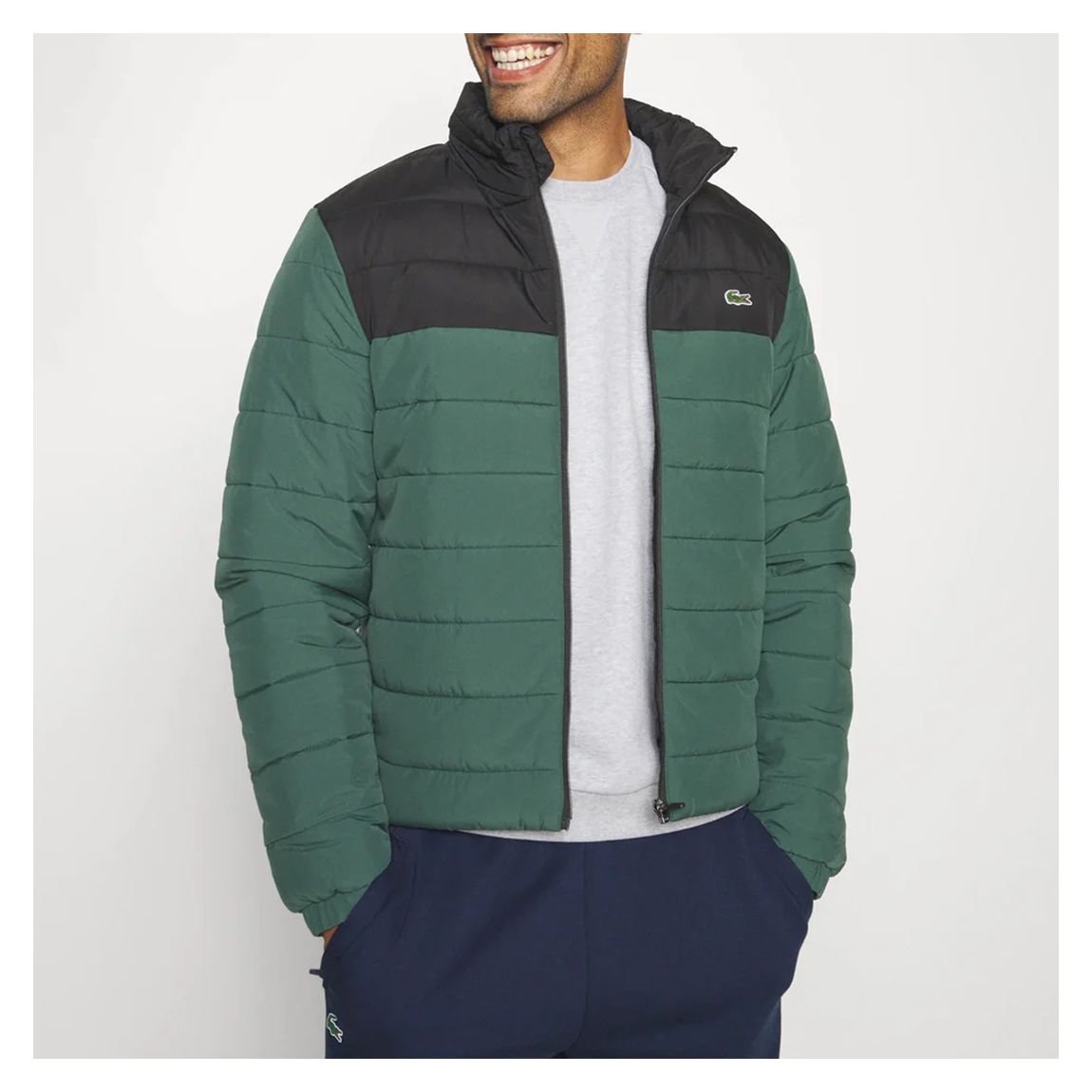 Green Contrast Panel Quilted Jacket main product photo