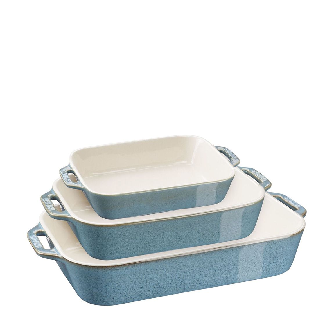 Set of 3 Ancient Turquoise Rectangular Oven Dishes main product photo