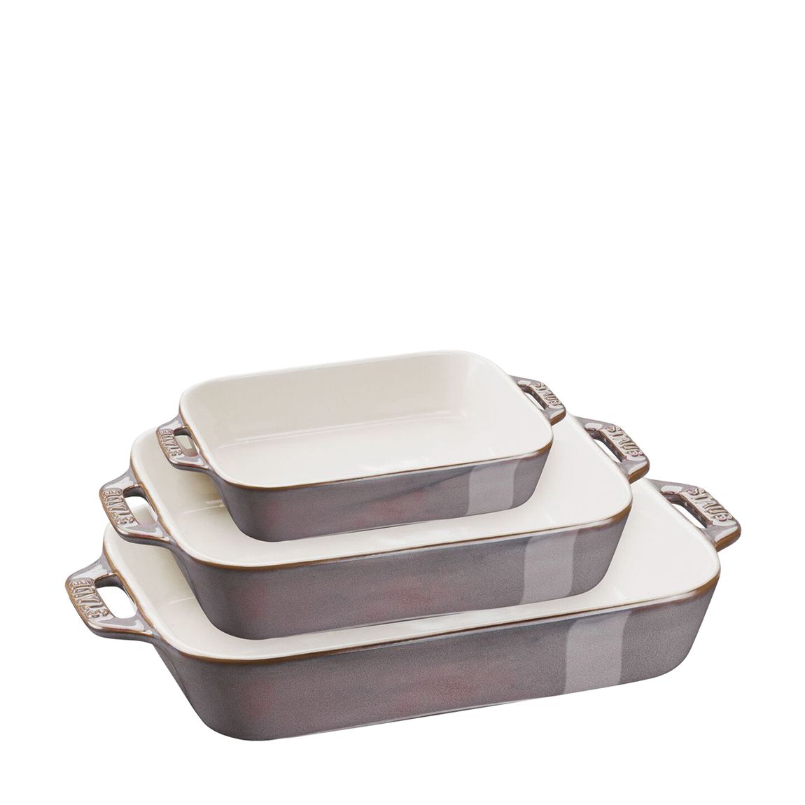 Set of 3 Ancient Grey Rectangular Oven Dishes main product photo