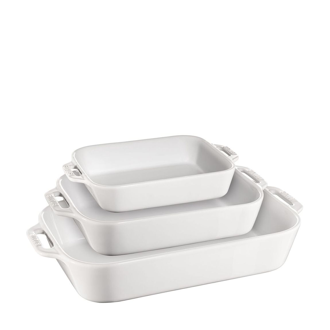 Set of 3 White Rectangular Oven Dishes main product photo