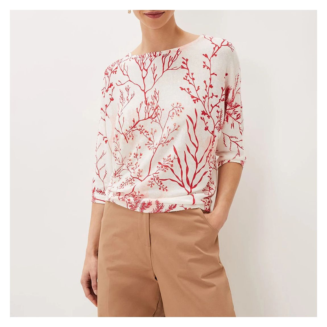 Eleanor Coral Print Knit main product photo
