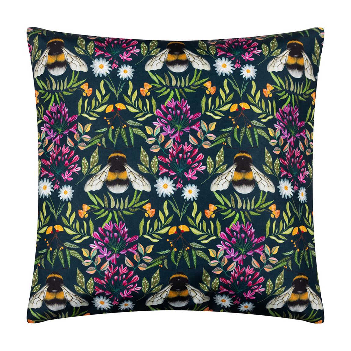 House Of Bloom Zinnia Bee 43x43cm Outdoor Cushion, Navy main product photo