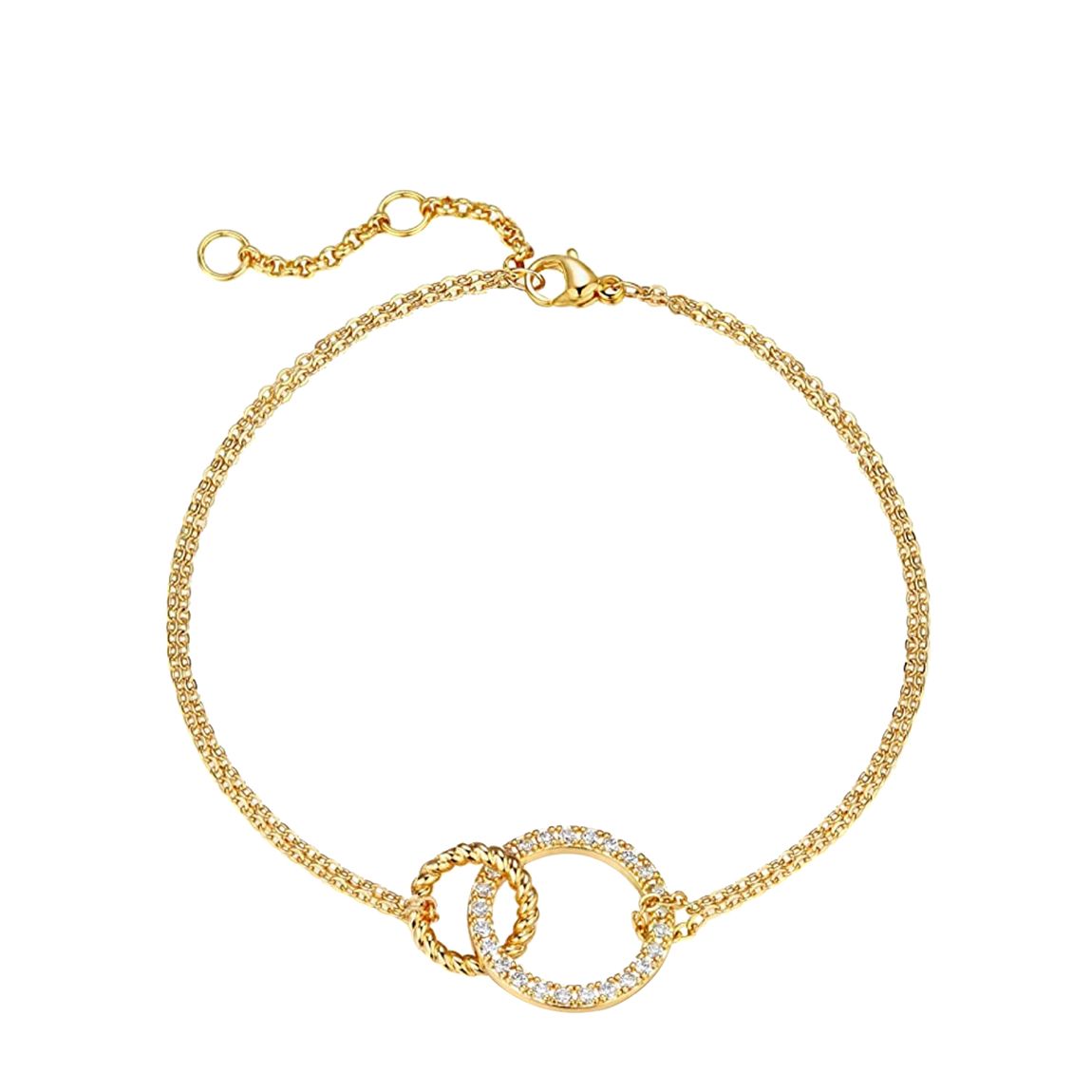 18K Gold Cz Double Ring Eternity Bracelet main product photo