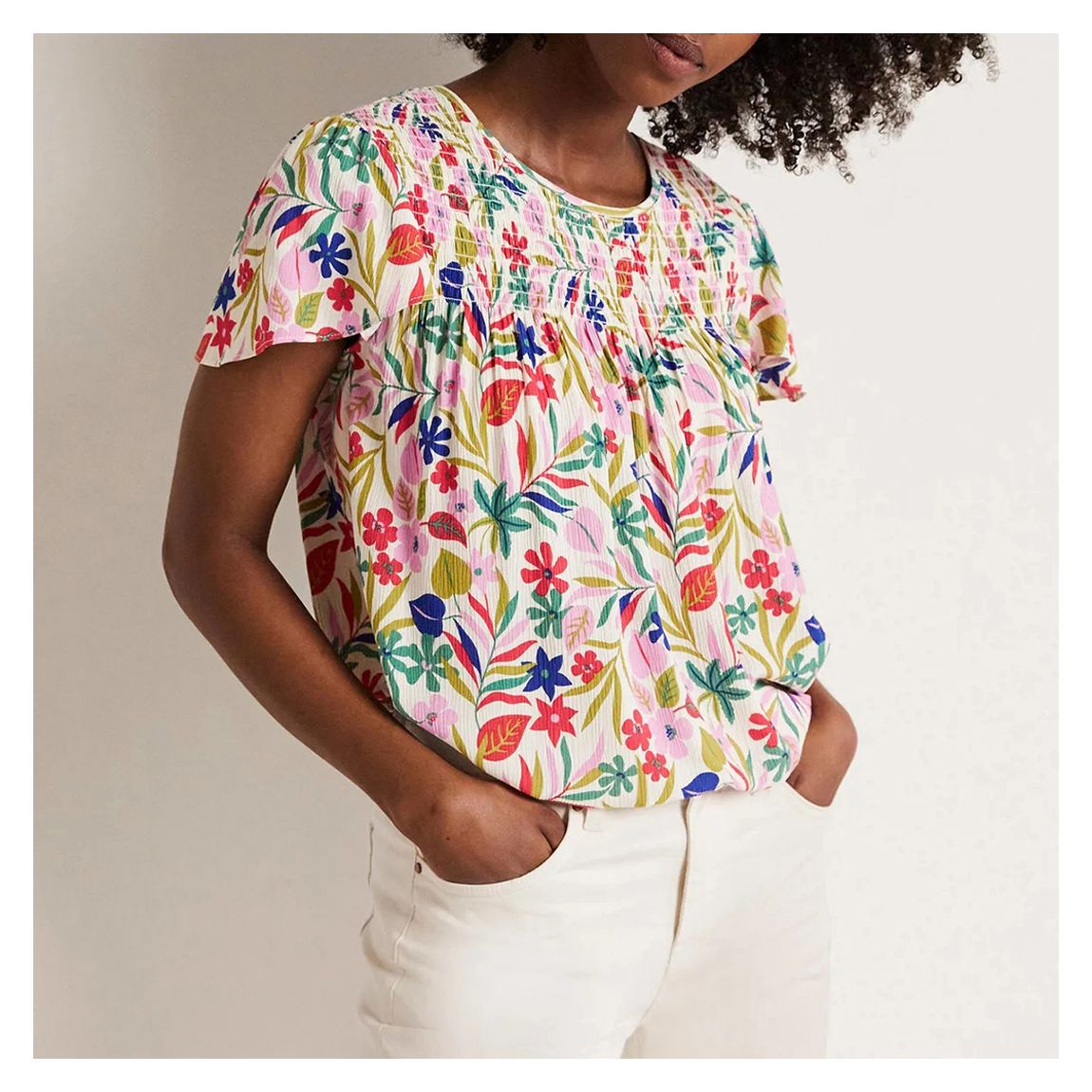 Multi Layla Printed Smocked Top main product photo