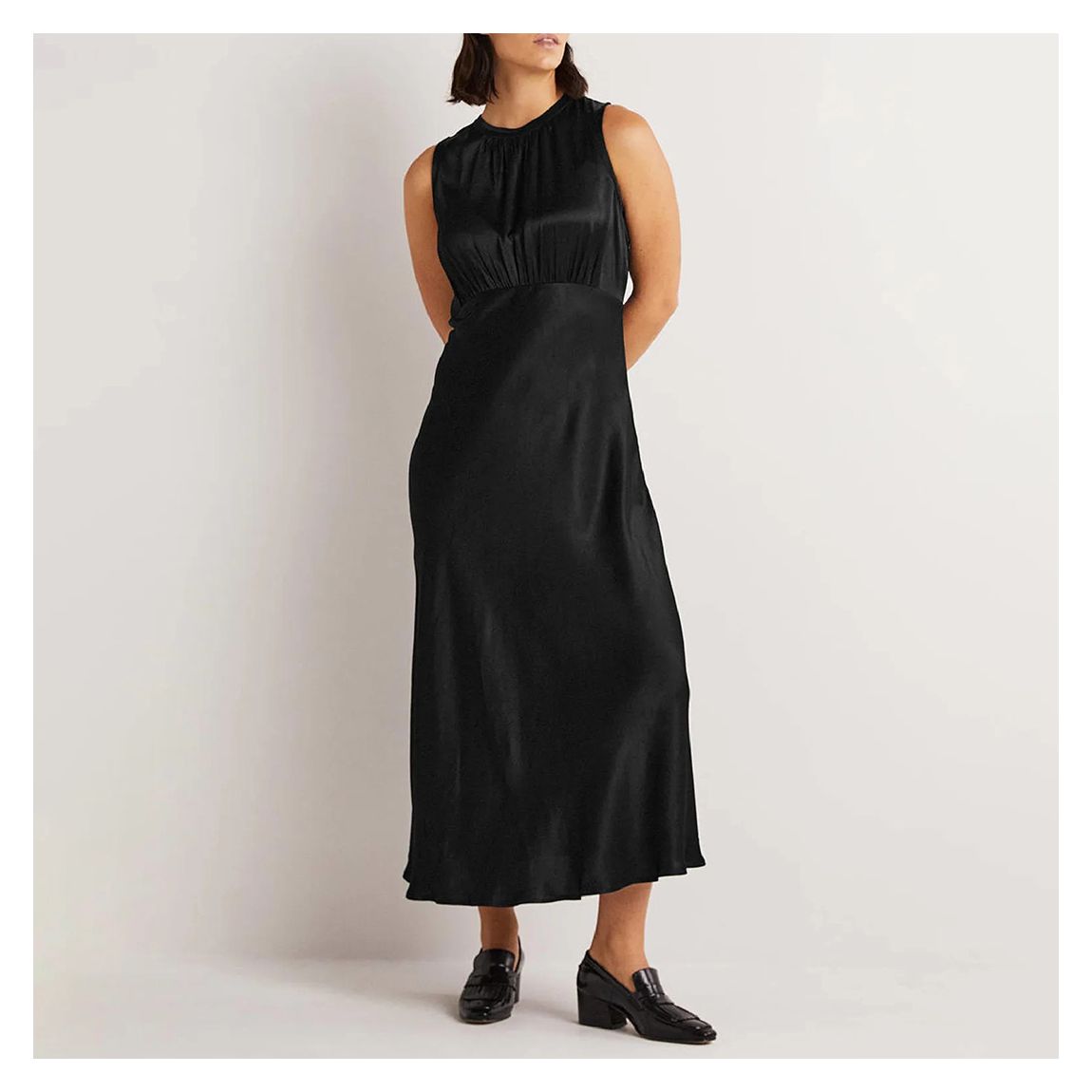 Black Bias Cut Satin Dress main product photo