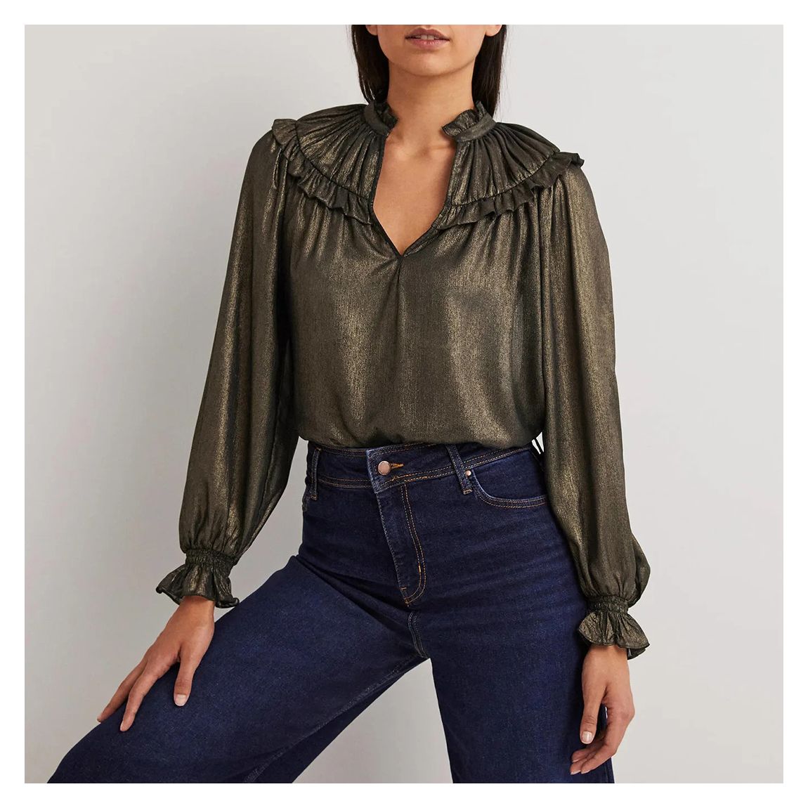 Gold Ruffle Collar Statement Top main product photo